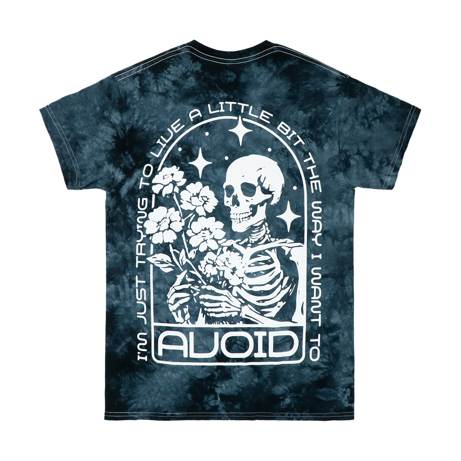 AVOID - Skeleton Flowers Dye Tee Hoodie, Sweatshirt | CoreVibeTees.com (Image 2)