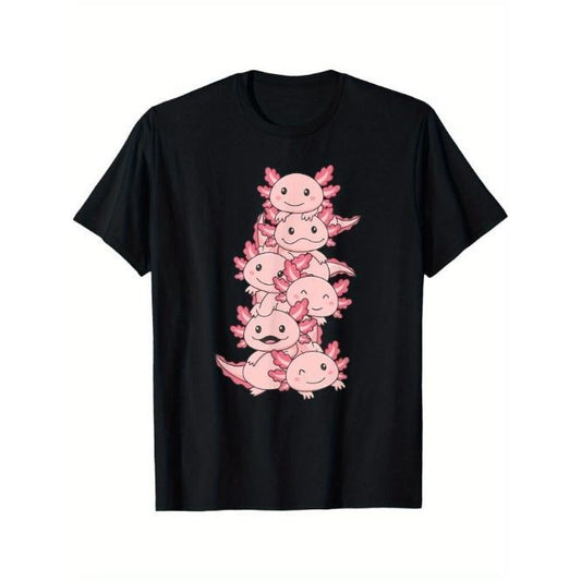 Axolotl Pile Cute Animals Kawaii Anime Funny Axolotl T-Shirt Made in USA