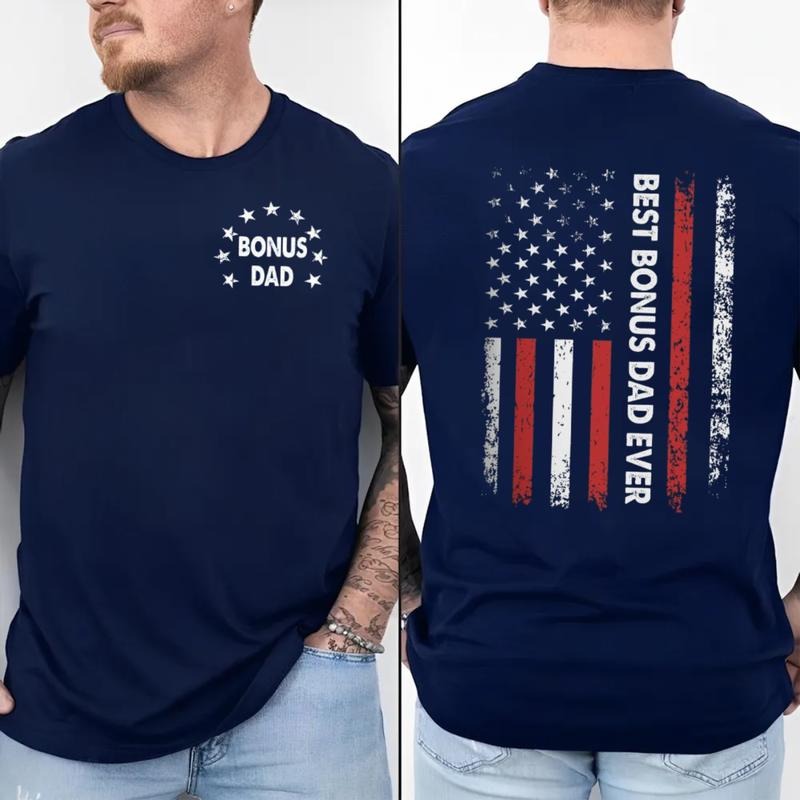 St Bonus Dad Ever Sided Stepdad Bonus Dad Stepfather Husband Short Sleeve Casual (1)