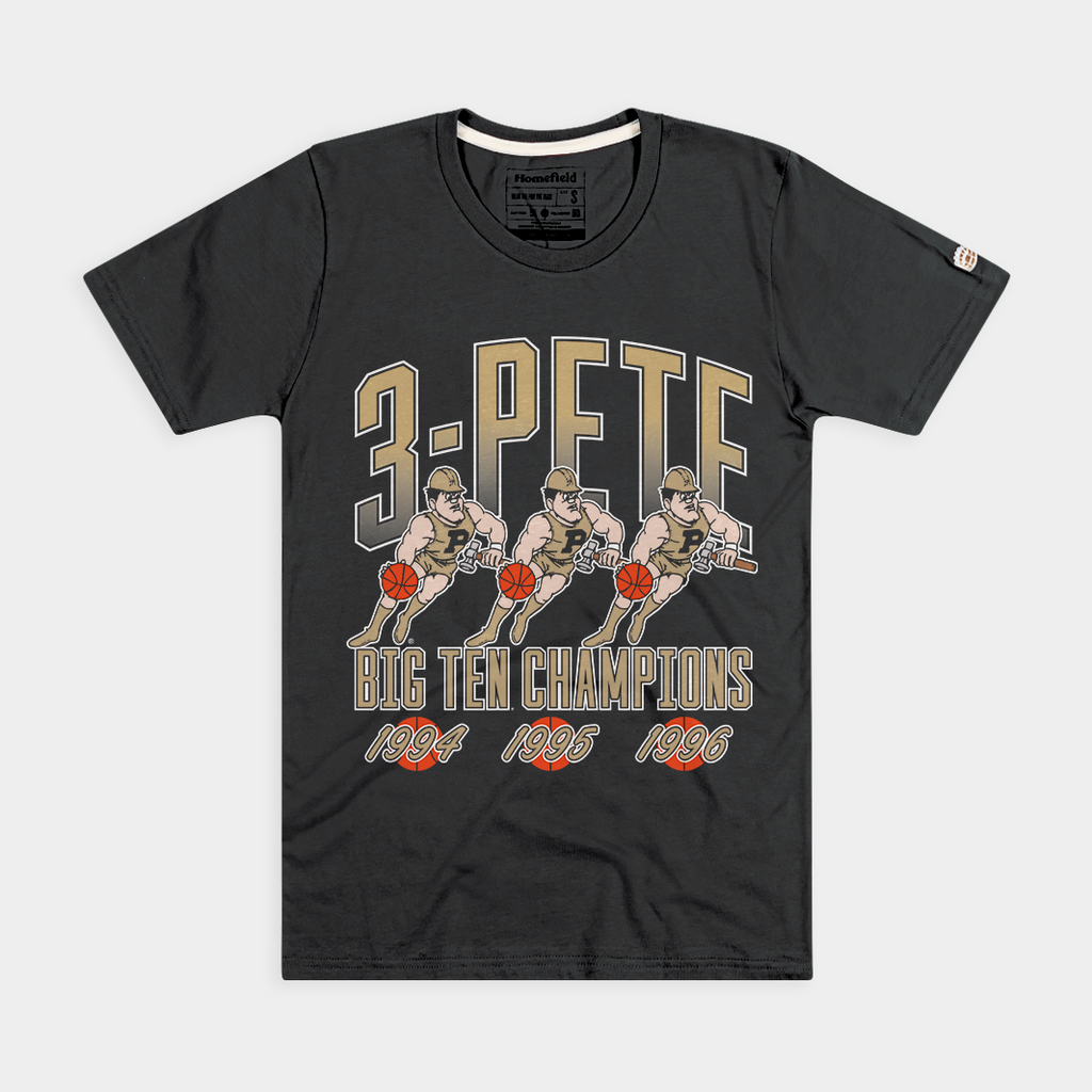 Purdue Boilermakers "3-Pete" Big Ten Champions Tee Hoodie, Sweatshirt | CoreVibeTees.com (Image 1)
