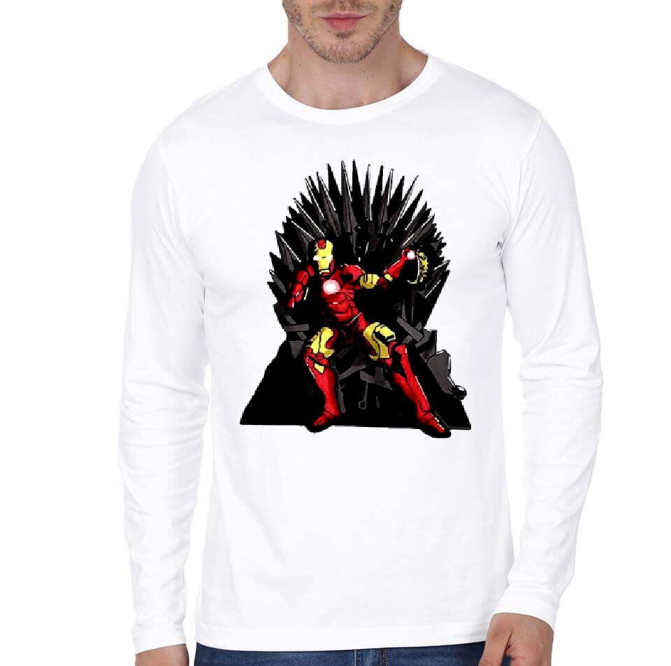 Ironman On Throne White Full Sleeve T-Shirt Hoodie, Sweatshirt | CoreVibeTees.com
