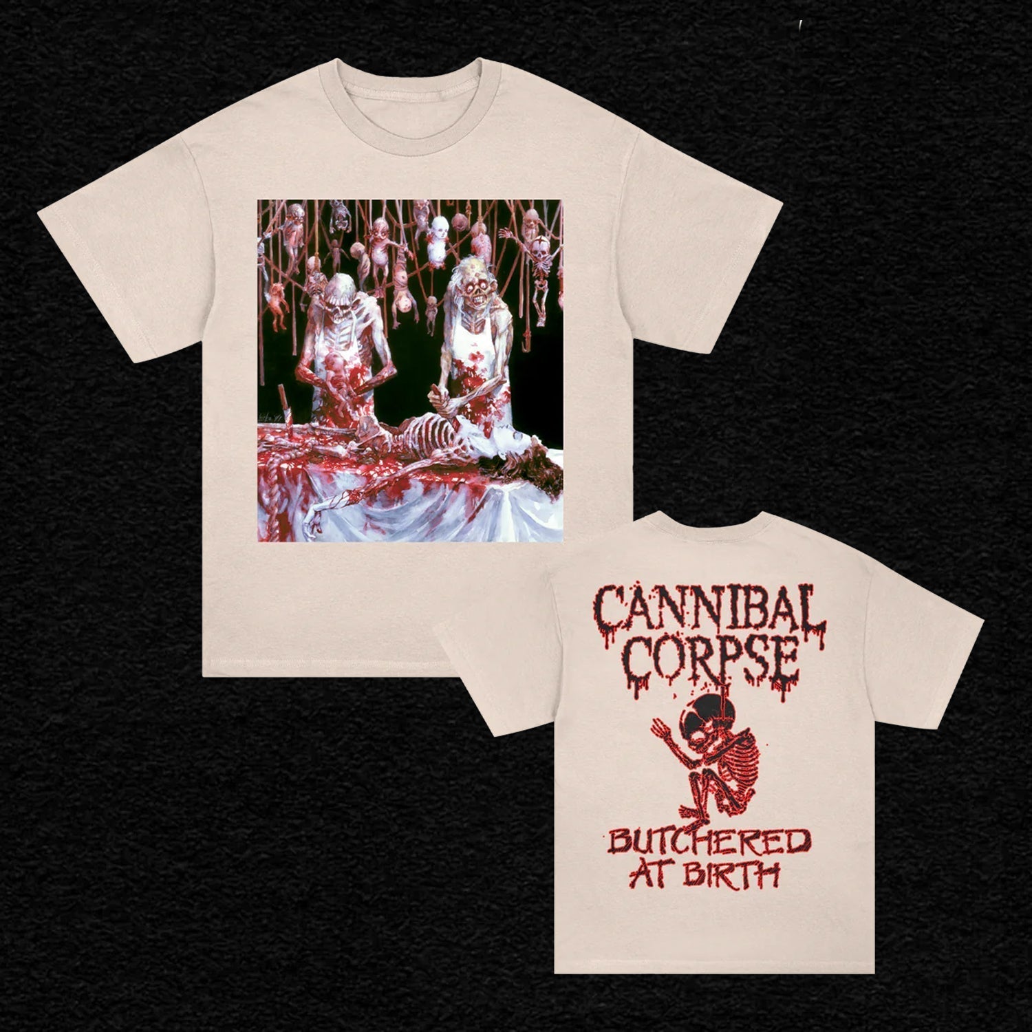Butchered At Birth Poster T-Shirt (CrÃ¨me) Hoodie, Sweatshirt | CoreVibeTees.com