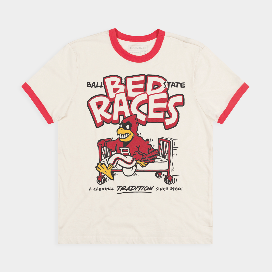Ball State Bed Races Retro Ringer Tee Hoodie, Sweatshirt | CoreVibeTees.com