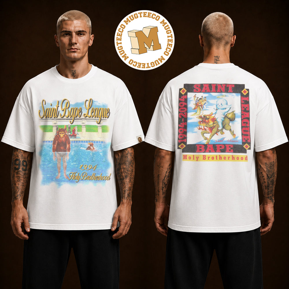 BAPE X Saint Mxxxxxx League Holy Brotherhood Two Sided Unisex T Shirt