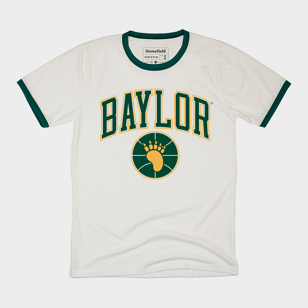 Baylor Bear Paw Basketball Ringer Tee Hoodie, Sweatshirt | CoreVibeTees.com (Image 1)