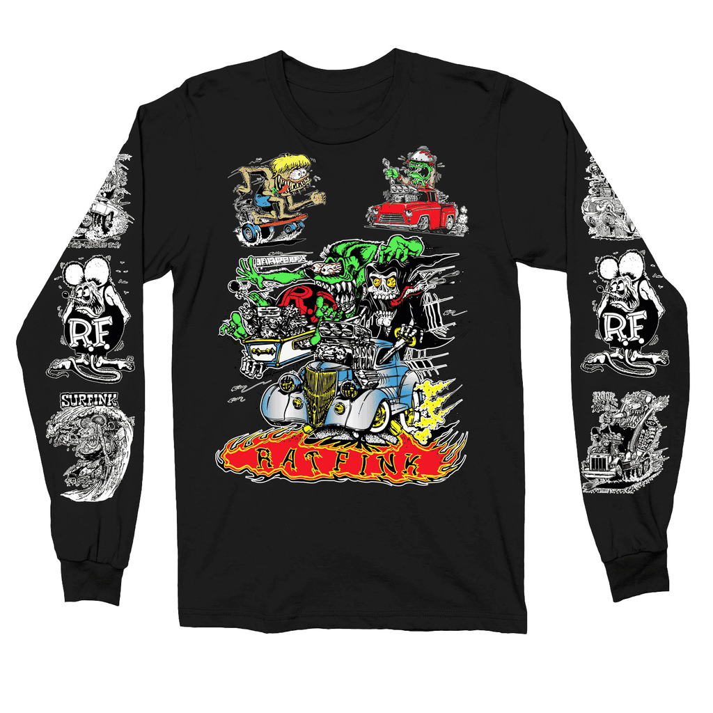 Rat Fink Collage Long Sleeve Shirt Hoodie, Sweatshirt | CoreVibeTees.com (Image 1)
