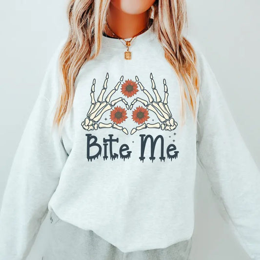 BITE ME Crewneck Sweatshirt Crewneck Sweatshirt Unisex Fit Causal Sweatshirt for Halloween Womenswear Hoodie