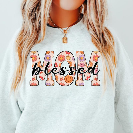 BLESSED MOM SWEATSHIRT (Crewneck Sweatshirt, Unisex Fit, Causal Sweatshirt for Christmas, Christmas Holiday Sweatshirt) Cotton Womenswear
