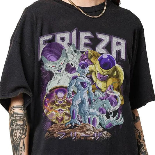 BLord Frieza Vintage T-Shirt, Anime Gift For Woman and Man T-Shirt, 100% Cotton, Crew Neck, Slight Stretch, Breathable & Wear-Resistant, All-Season Short Sleeve Tee, Perfect for Outdoor & Daily Fashion