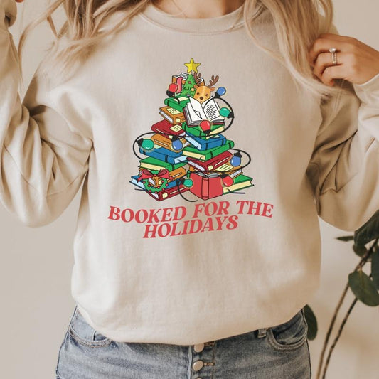 BOOKED FOR THE HOLIDAYS CREWNECK (Crewneck Sweatshirt, Unisex Fit, Causal Sweatshirt for Christmas, Christmas Holiday Sweatshirt) Womenswear Hoodie