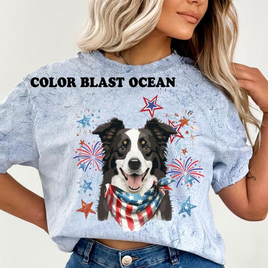 BORDER COLLIE Patriotic Dog Shirt ~ Unisex Apparel Relaxed Fit Printed In The USA Clothing Womenswear Casual Comfort Cotton Top Athletic Boho Chic