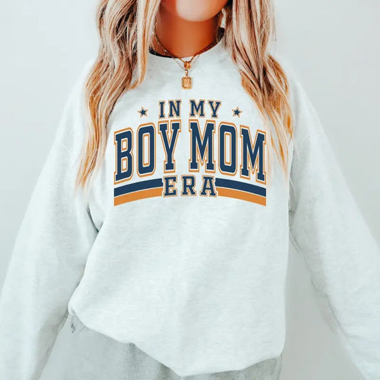 BOY MOM ERA CREWNECK, MAMA SWEATSHIRT, MOTHER'S DAY GIFT, CASUAL COTTON CREWNECK HOODIE, WOMENS SWEATSHIRT Comfort Fit Unisex Womenswear