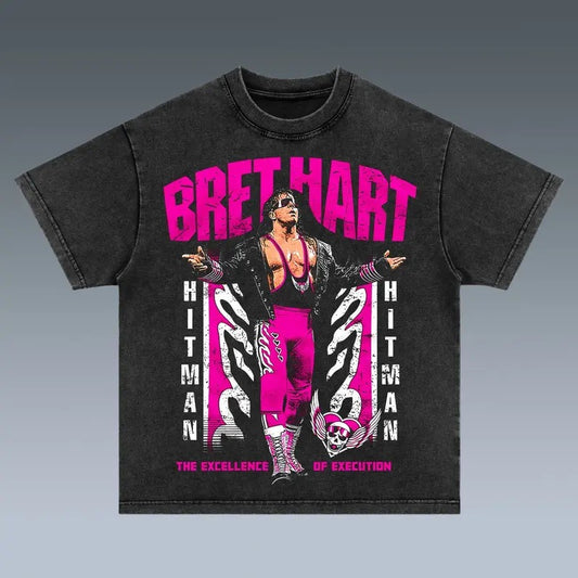 BRET HART Wrestling Graphic Tee, Sports T-shirt, Athlete Shirt, Wrestling Gift, Fitness Tee Wrestling Graphic Tee, Sports T-shirt, Athlete Shirt, Wrestling Gift, Fitness Tee Crewneck Clothing Cotton Menswear