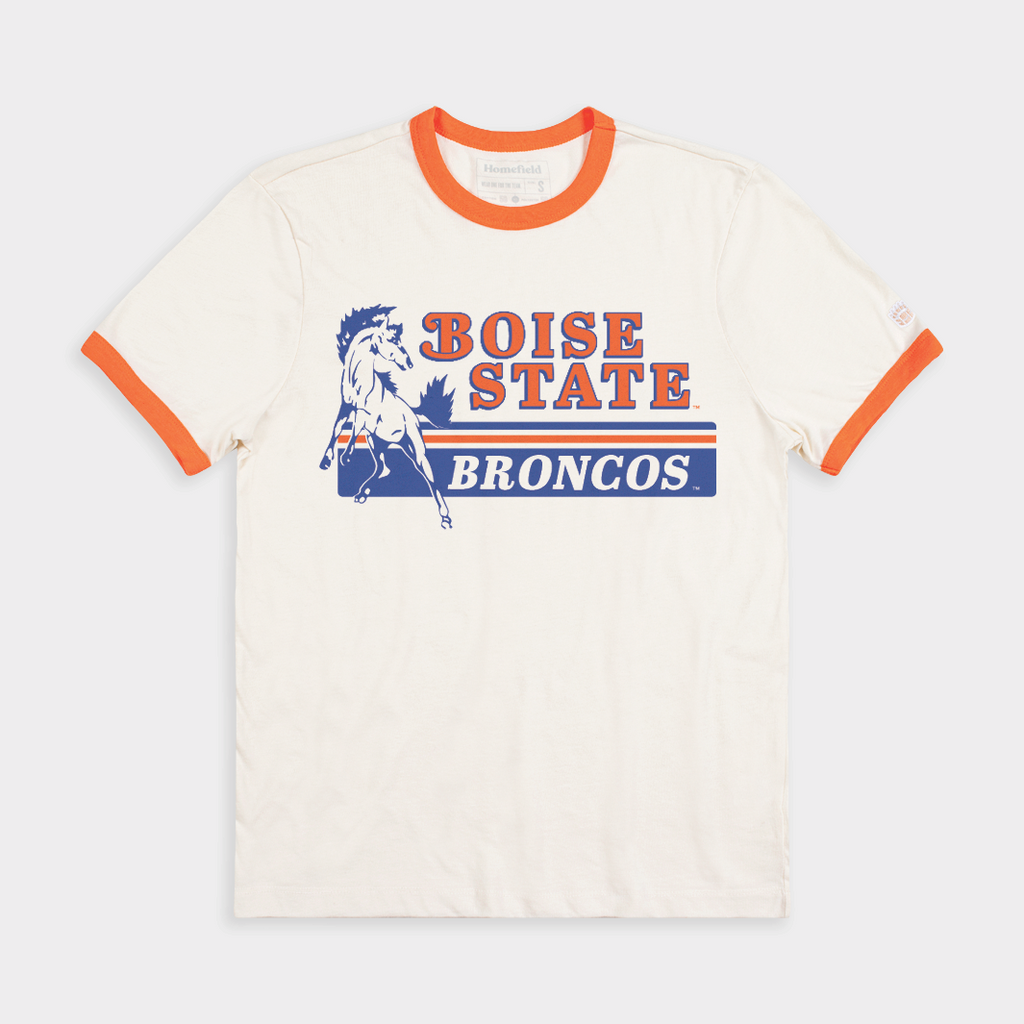 Boise State Broncos Vintage-Inspired Ringer Tee Hoodie, Sweatshirt | CoreVibeTees.com (Image 1)