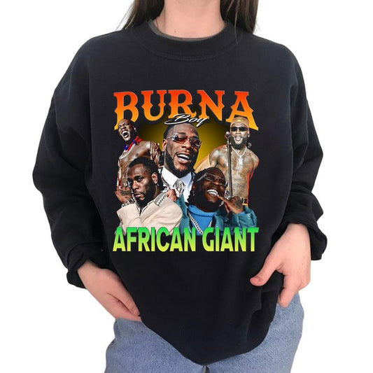 BURNA BOY T Shirt, Retro BURNA BOY Graphic Sweater Hoodie Tee