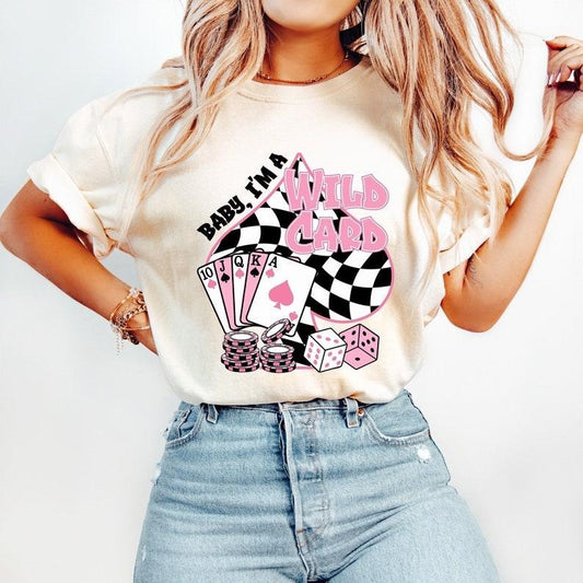 Baby I'm a Wild Card Western Cowgirl Tshirt, Country Western Shirt, Oversized Trendy Tee Top Womenswear