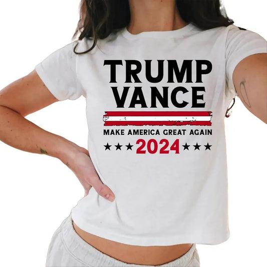 Baby Tee Trump Vance 2024 Election Baby Tee, Usa Baby Tees Casual Comfort