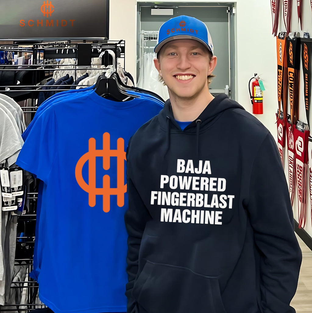 Baja powered fingerblast machine shirt