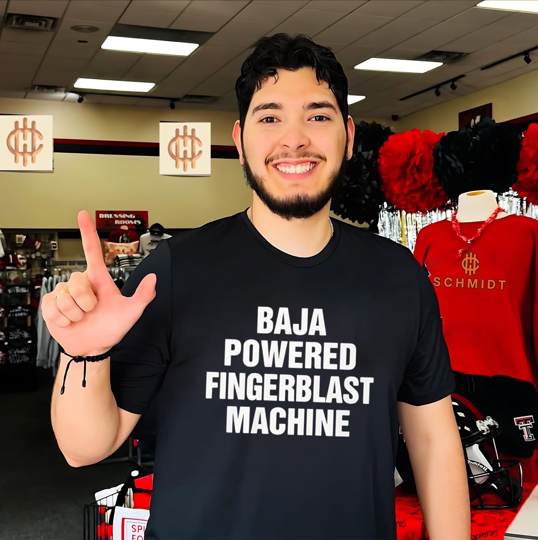Baja powered fingerblast machine shirt