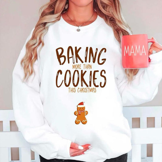 Baking More Than Cookies This Christmas Sweatshirt, New Mom Shirt, Pregnancy Christmas Shirt, Pregnancy Announcement Gift, God's Gift Sweatshirt