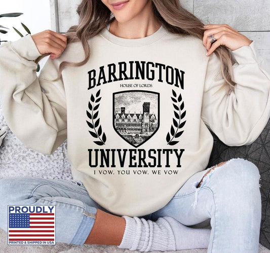 Barrington University Sweatshirt, LORDS Hoodie, Sinner, Sacrifice, Dark Romance Reader, Book Shirt, Bookish Gifts, Book Club, Reader Unisex Soft Comfort Crewneck Pullover Long Sleeves Graphic Fabric Sweater
