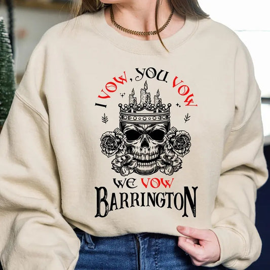 Barrington University Sweatshirt, The Ritual Book Quote Hoodie, Dark Romance Novel Fan Pullover, Shantel Tessier Mech, I Vow You Vow We Vow Unisex Soft Comfort Crewneck Pullover Long Sleeves Graphic Fabric Sweater