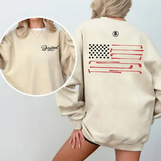 Barstool Golf Flag Sweatshirt, Premium Cotton Fabric, Soft Comfortable Fit, Perfect for Golf Lovers, Casual Unisex Menswear Womenswear