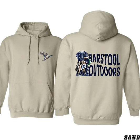 Barstool Outdoors Hoodie - Featuring Bold Hunting Dog and Duck Graphics, country boy clothing, waterfowl apparel, Perfect for Outdoor Enthusiasts and Adventure Seekers, Unisex Hoodie for Everyday Comfort and Rugged Outdoor Style Menswear Sweaters Tops