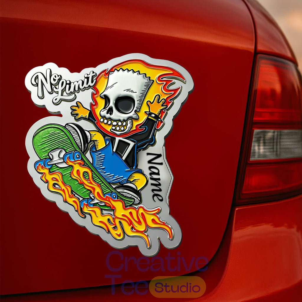 Bart Ghost Rider Premium Car Name Badge