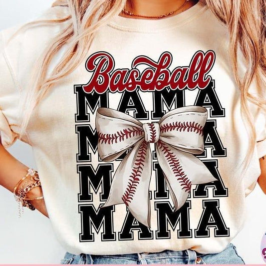 Baseball Bow Coquette tshirt, Retro Mama sweatshirt, Game Day Baseball T-Shirt, mother's day gift