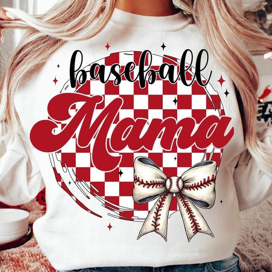 Baseball Coquette Bow Mama Sweatshirt Game Day Retro Baseball Mom Sports Baseball Season