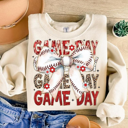Baseball Coquette Game Day , Retro Baseball Bow , Baseball Mama  , Tis the Season Sweatshirt