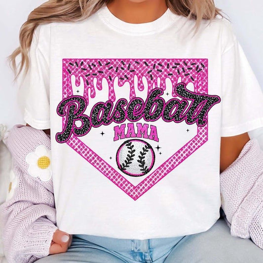 Baseball Coquette Mama Shirt, Stylish Ice Cream Print tshirt, Retro Sporty Look tshirt, women tops, shirt for women