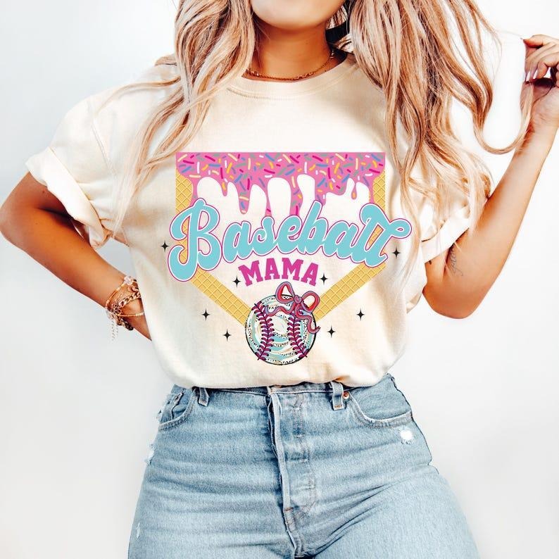 Baseball Drip Mama tshirt, Ice Cream Drip sweatshirt, Preppy Baseball Game Day T-Shirt, tshirt hot trend, mother day