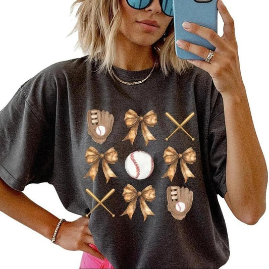 Baseball Glove Doodles Shirt ~ Unisex Apparel Relaxed Fit Printed In The USA Clothing Womenswear Casual Comfort Cotton Top Athletic Boho