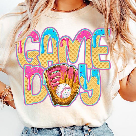 Baseball Ice Cream Print Shirt, Vintage Sport Mom Tee tshirt, Unique Game Day Look tshirt, favorite shirts
