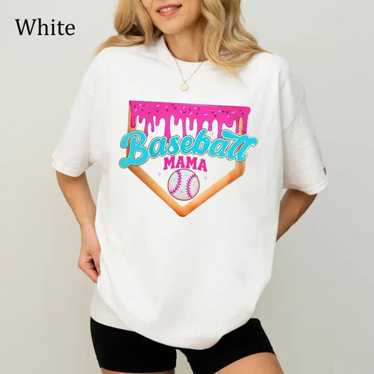 Baseball Ice Cream T-Shirt, Game Day Shirt for Sport Moms, Cute Baseball Tee, Ultra Soft Cotton Tee, Everyday Casual Wear shirts  women