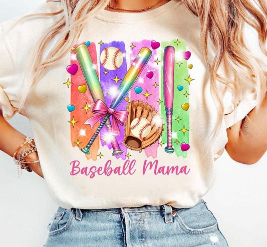 Baseball Mama Coquette Bow Mothers Day Gift Sports Mom T-Shirt