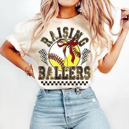 Baseball Mama Rasing Ballers TShirt, Unisex cotton Tshirt for Mom, Happy Mother day
