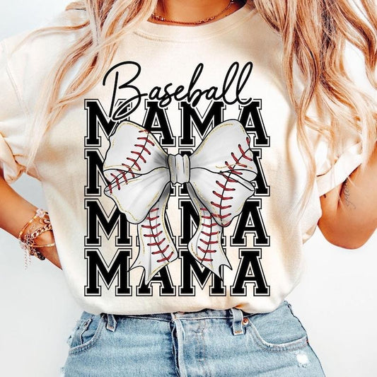 Baseball Mama Tshirt, Coquette Bow Shirt, Baseball Bow T-shirt, Baseball Mom Tee, Retro Baseball , Game Day Top Womenswear Casual Summer