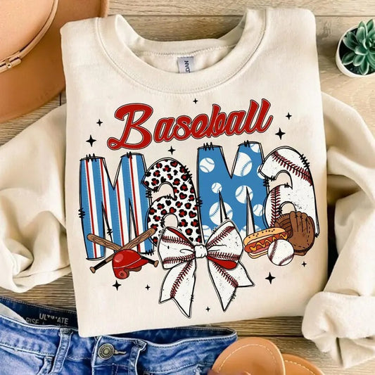 Baseball Mama , Retro Baseball Mama , Game Day Baseball , Baseball , Game Day , Sport mama , Baseball Coquette Bow Sweatshirt
