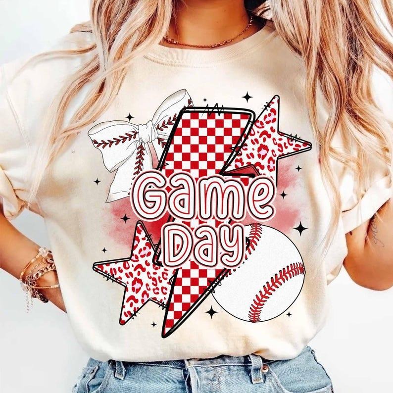 Baseball Mama, Coquette Bow, Retro Baseball, Game Day T-shirt