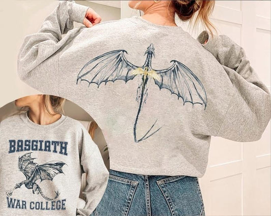 Basgiath War College Double-side Sweatshirt, Fourth Wing Sweatshirt gift, 2 side  Hoodie and Sweater; T-shirt Cotton Womenswear Women Polyester Light