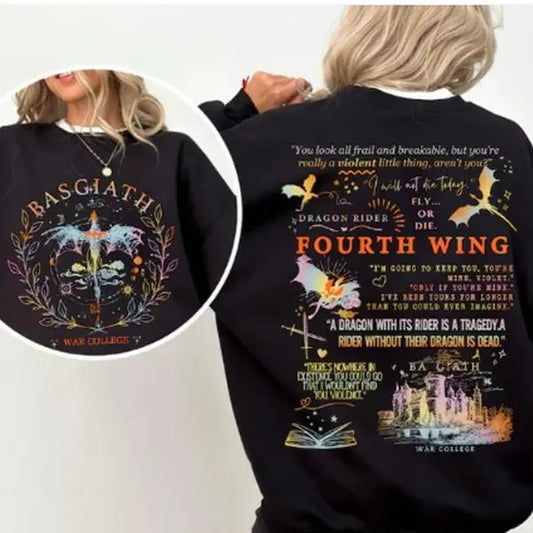 Basgiath War College Sweatshirt, Dragon Rider, Fourth Wing Tee- Unisex Fabric - Pullover