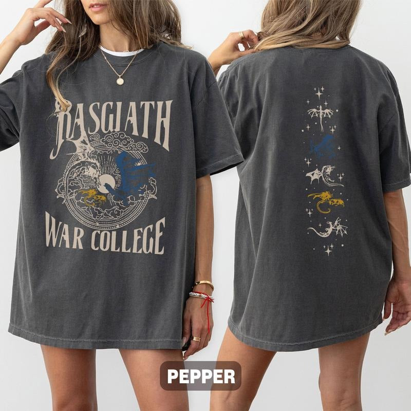 Basgiath War College Two-Sided Patten Shirt, Vintage Basgiath War College Shirt, Dragon Rider Shirt, Bookish Sweatshirt, Fourth Wing Sweatshirt, SJM Merch