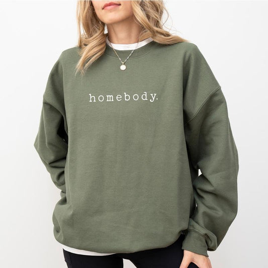 Basic Homebody Sweatshirt, Homebody Club Graphic Printed Crewneck, Home Body Sweater, Funny Introvert Gift Ideas, Trendy Aesthetic Tops, Comfy Long Sleeve Pullover, Cotton Fabric Casual Womenswear