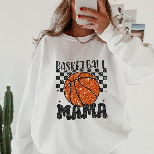 Basketball Mama  #1 Crewneck, Retro Cotton, Crewneck Fashion Fit Sleeve Comfortable Cute, CASUAL COTTON CREWNECK HOODIE, WOMENS SWEATSHIRT Womenswear Athletic Basic Day Long Sleeves Mama