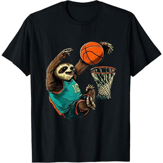 Basketball Sloth Bball Team Sport Funny Basketball Player T-Shirt Made in USA
