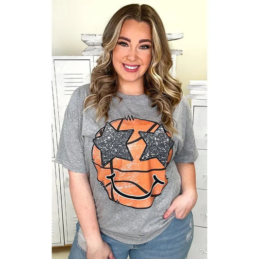 Basketball Star Smiley Graphic T-Shirt