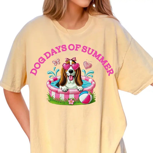 Basset Hound Dog Days of Summer Shirt ~ Unisex Apparel Relaxed Fit Printed In The USA Clothing Womenswear Casual Comfort Cotton Top Athletic Boho Chic